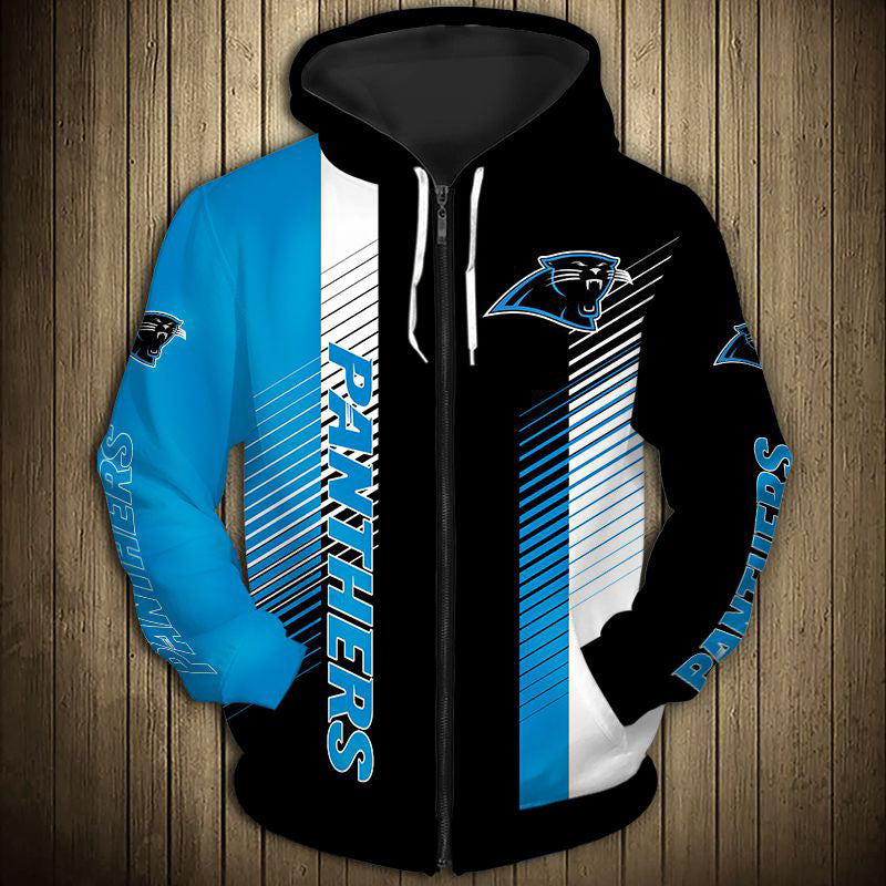 Carolina Panthers Stripes Zipper Hoodie