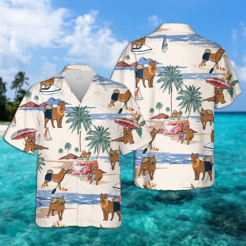 Finnish Spitz Summer Beach Hawaii Dog Short Sleeve Hawaii Shirt Ha9955