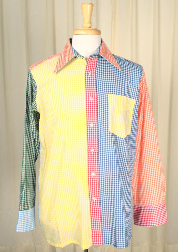 1950s Vintage Rainbow Gingham Shirt