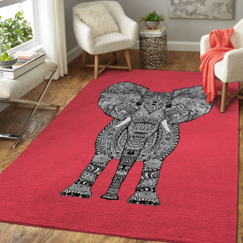 RED AZTEC ELEPHANT – Animals Area Rug Carpet