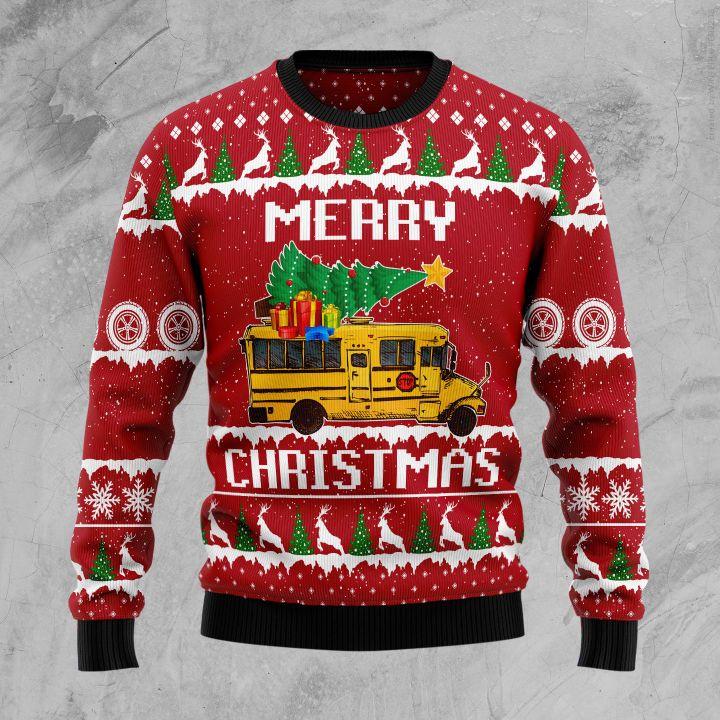 School Bus Christmas Ugly Sweater | Unisex | Full Size | Adult | Colorful | US1465