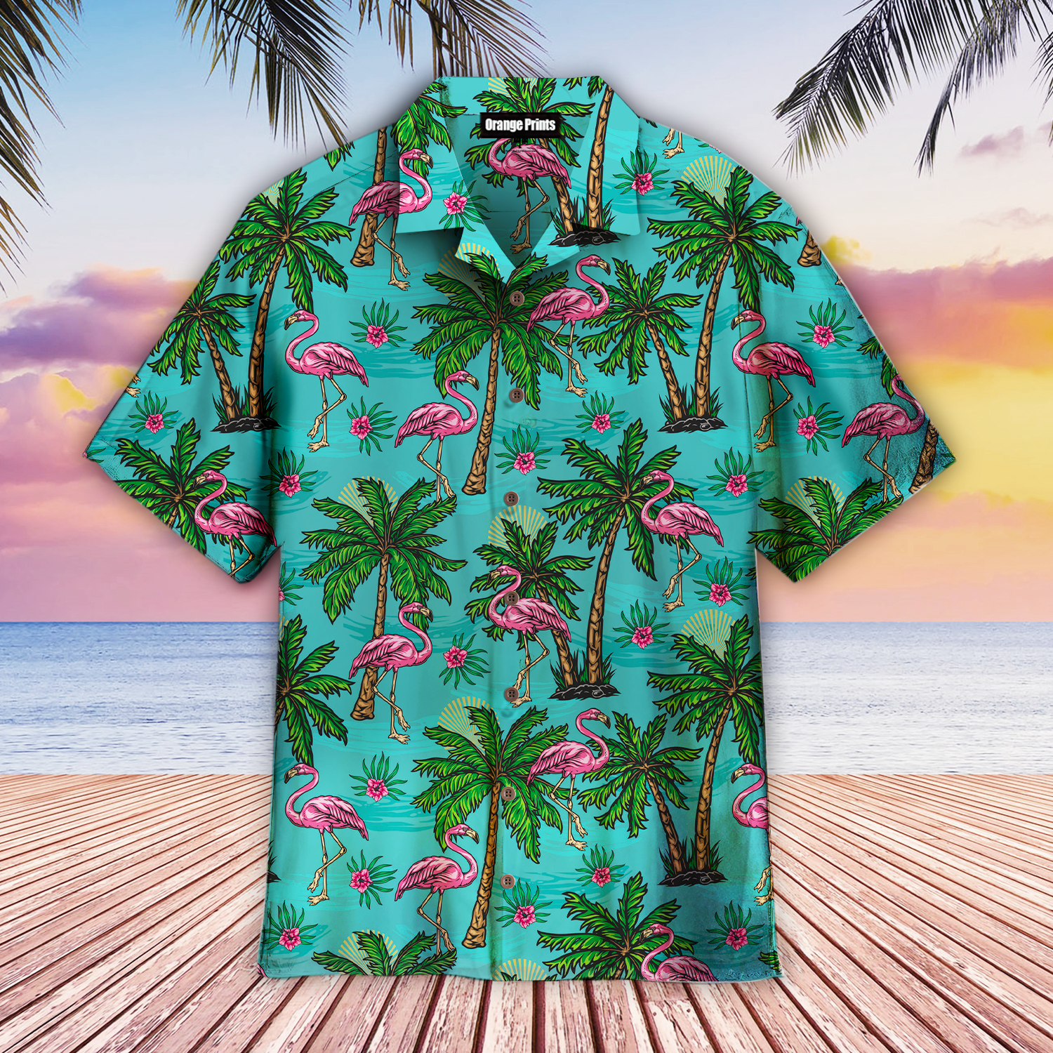 Pink Flamingo Tropical Colorful Green Aloha Hawaii Shirts For Men Women Ha63551