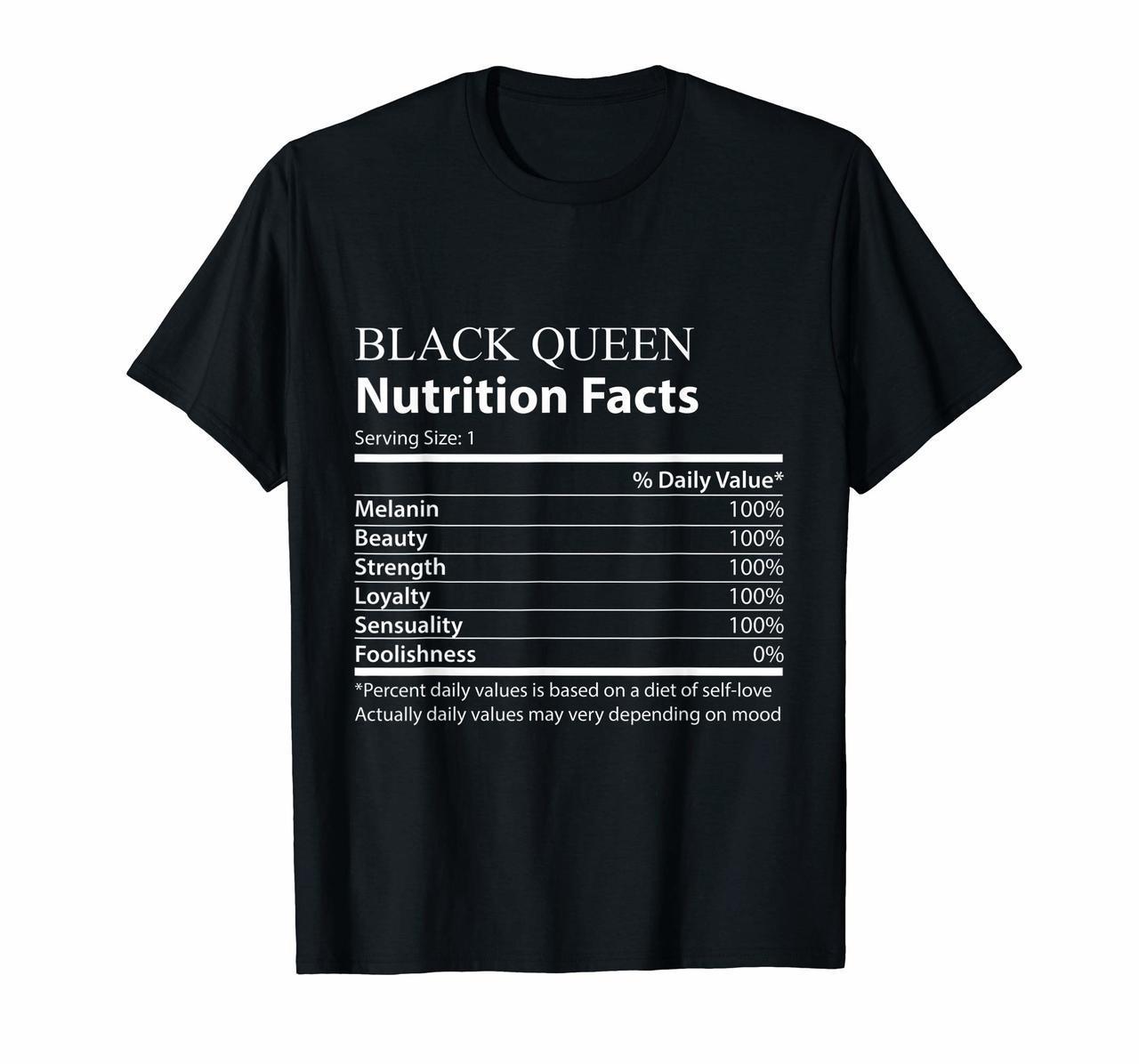 Black Queen Nutrition Facts T Shirt Funny Tee