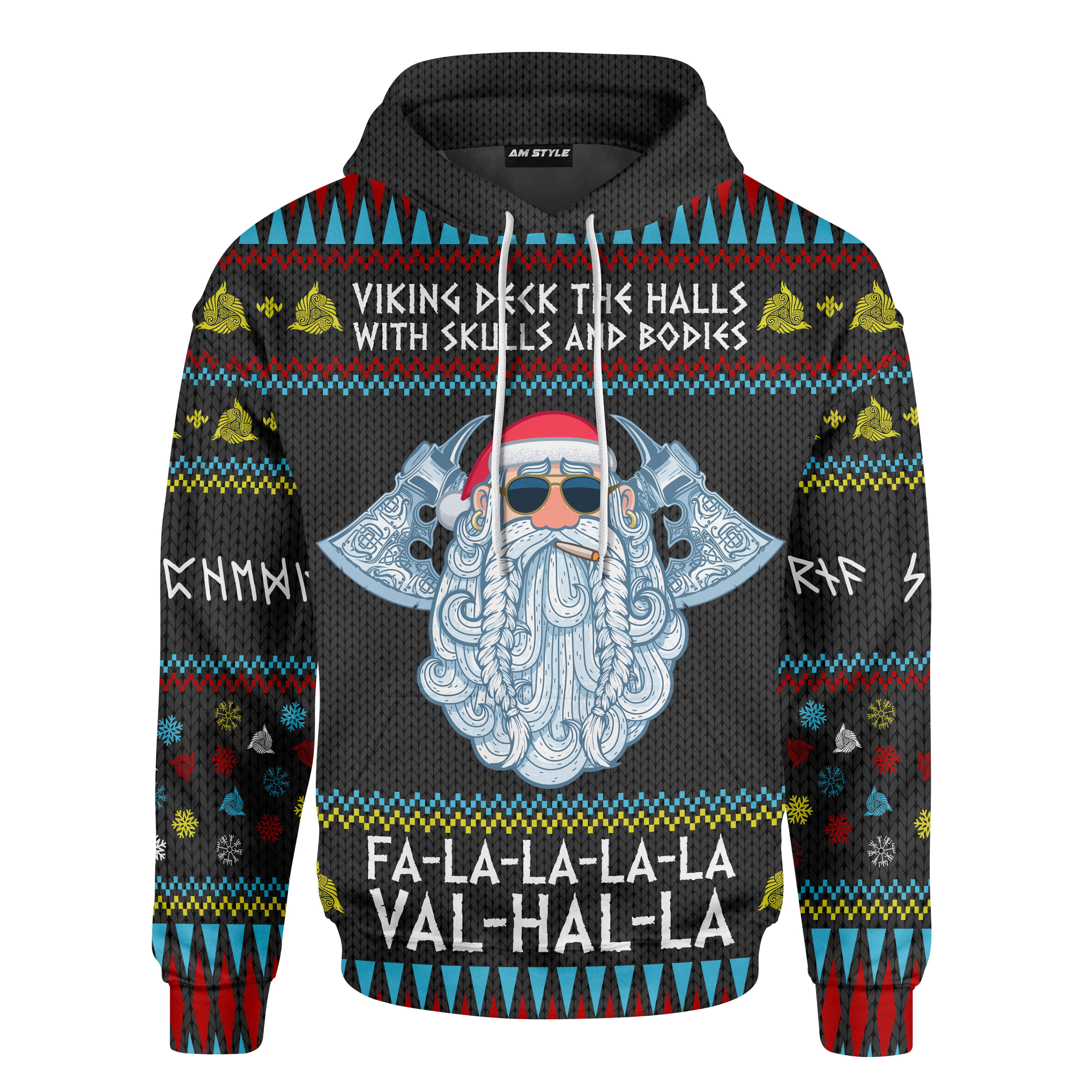 Viking Deck The Halls With Skulls And Bodies Fa La La La Val Hal La – Viking Ugly Christmas Sweater  – Am Style Design