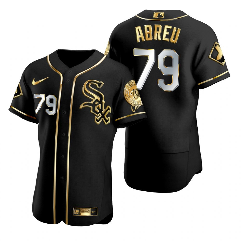 Chicago White Sox #79 Yoan Moncada MLB Golden Brandedition Black Jersey Gift For White Sox Fans