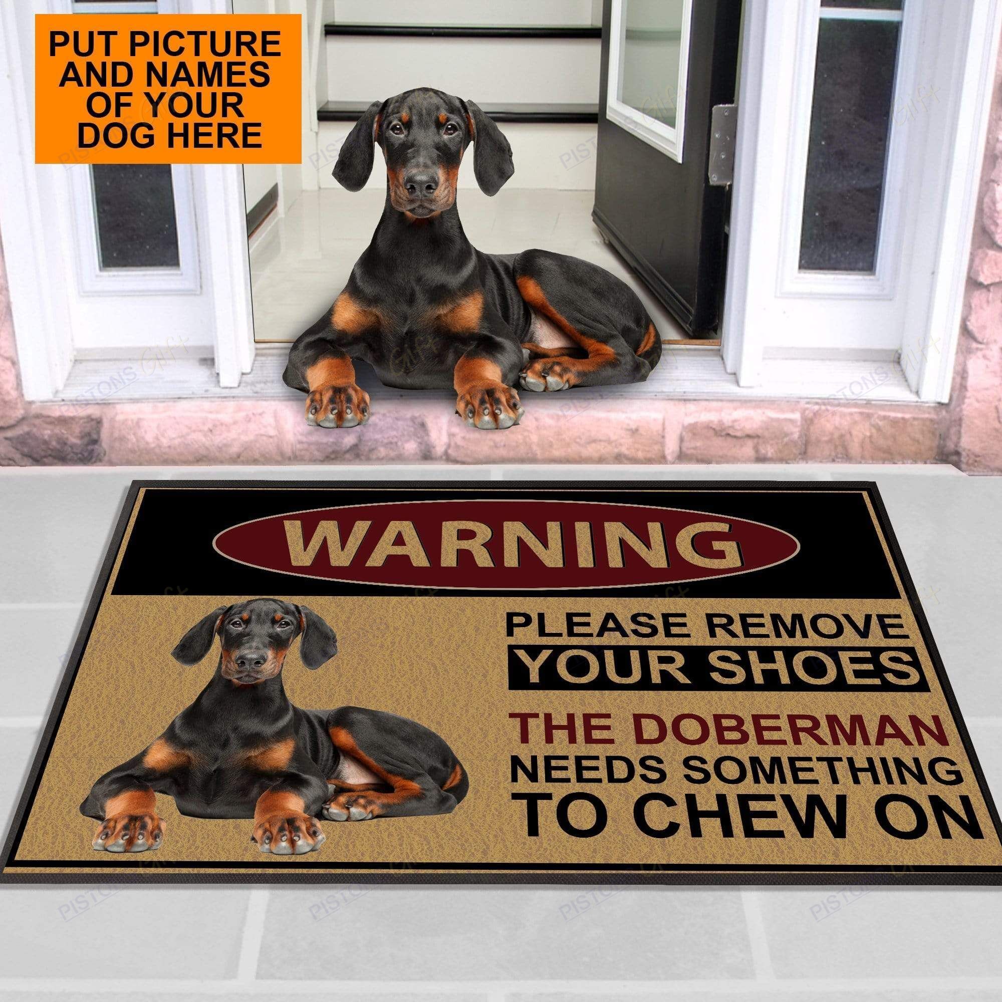 Personalized Doberman Please remove your shoes Doormat