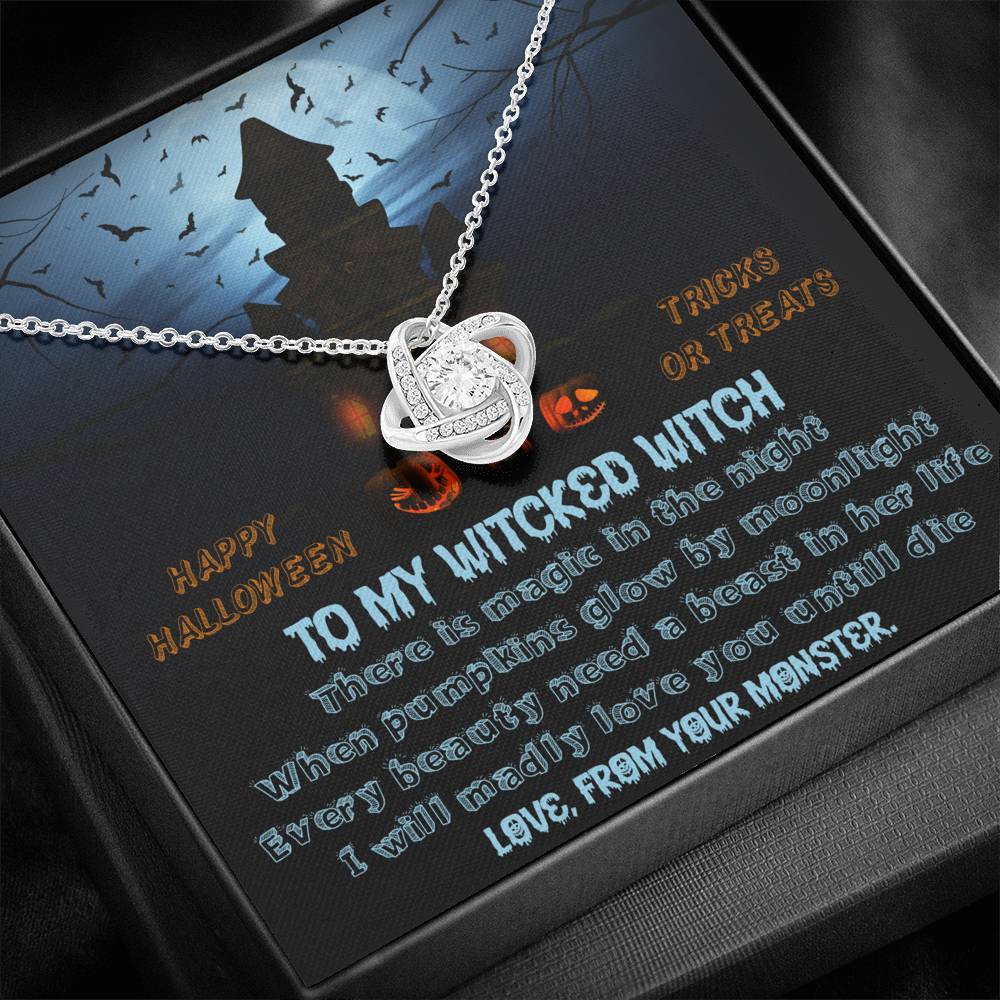 Halloween Necklace For Her - Happy Halloween Gift For Her - Halloween Gift For Girlfriend - Halloween Gift For Wife - Happy Halloween To My Witcked Witch Necklace