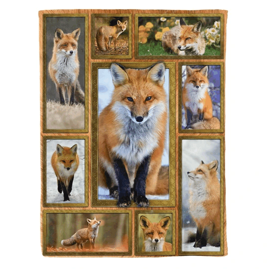 3D Fox Photo Collection Printed Fleece Blanket, Sherpa Blanket, Gift For Parent, Family Member, Friends Gift, Christmas Gift, Home Decor, Home Living