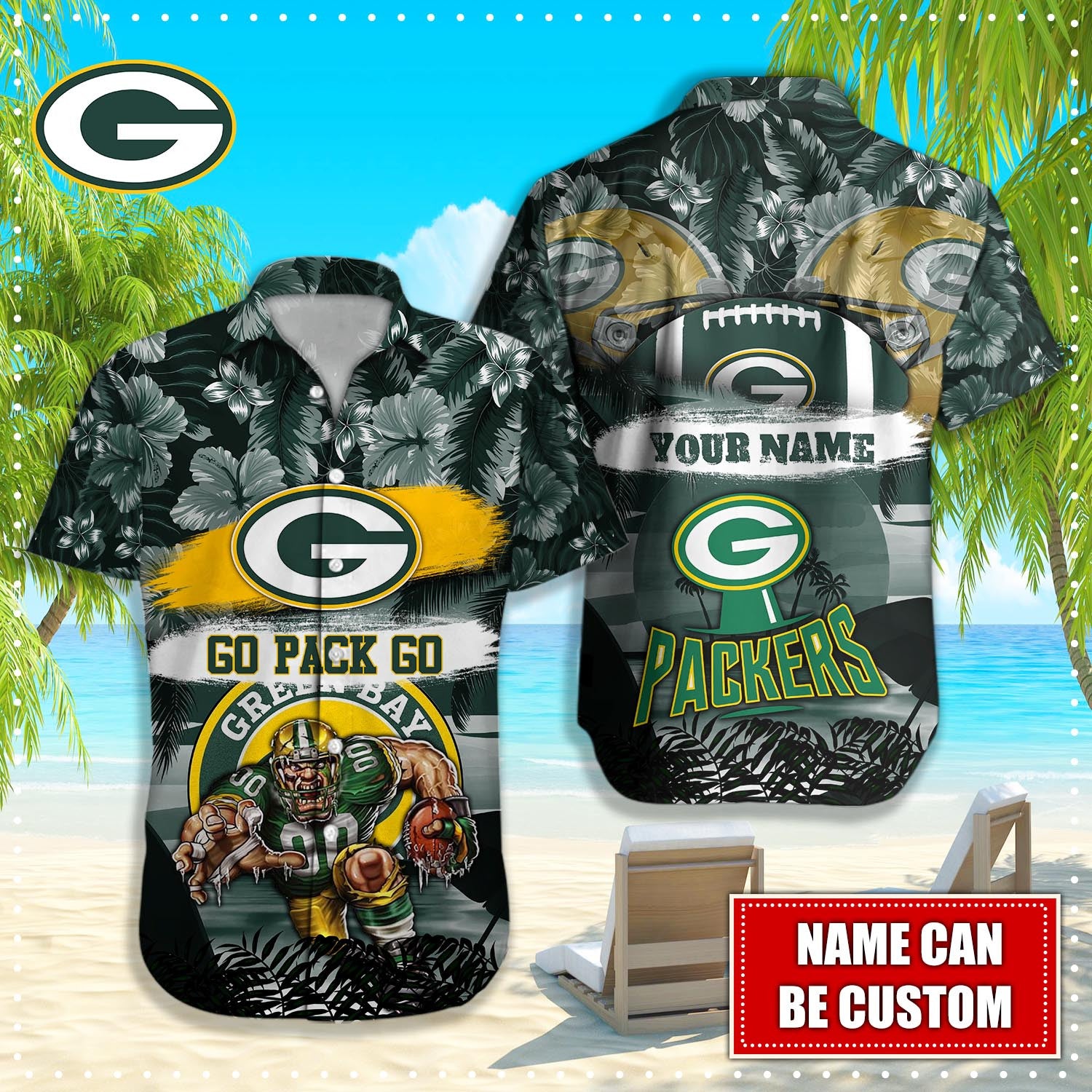 Personalized Green Bay Packers Hawaiian Shirt Mascot