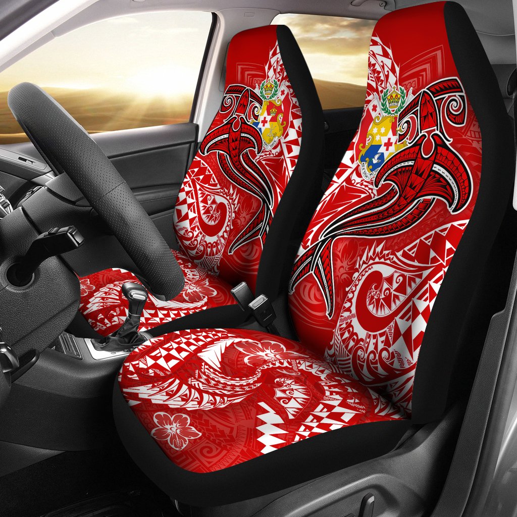 Tonga Car Seat Covers  – Red Shark Polynesian Tattoo – BN18