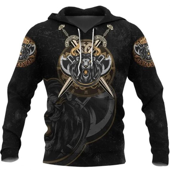 Unisex Hoodie All Over Print Viking Gifts Viking Lion All Over Printed Us Unisex Size Hoodie