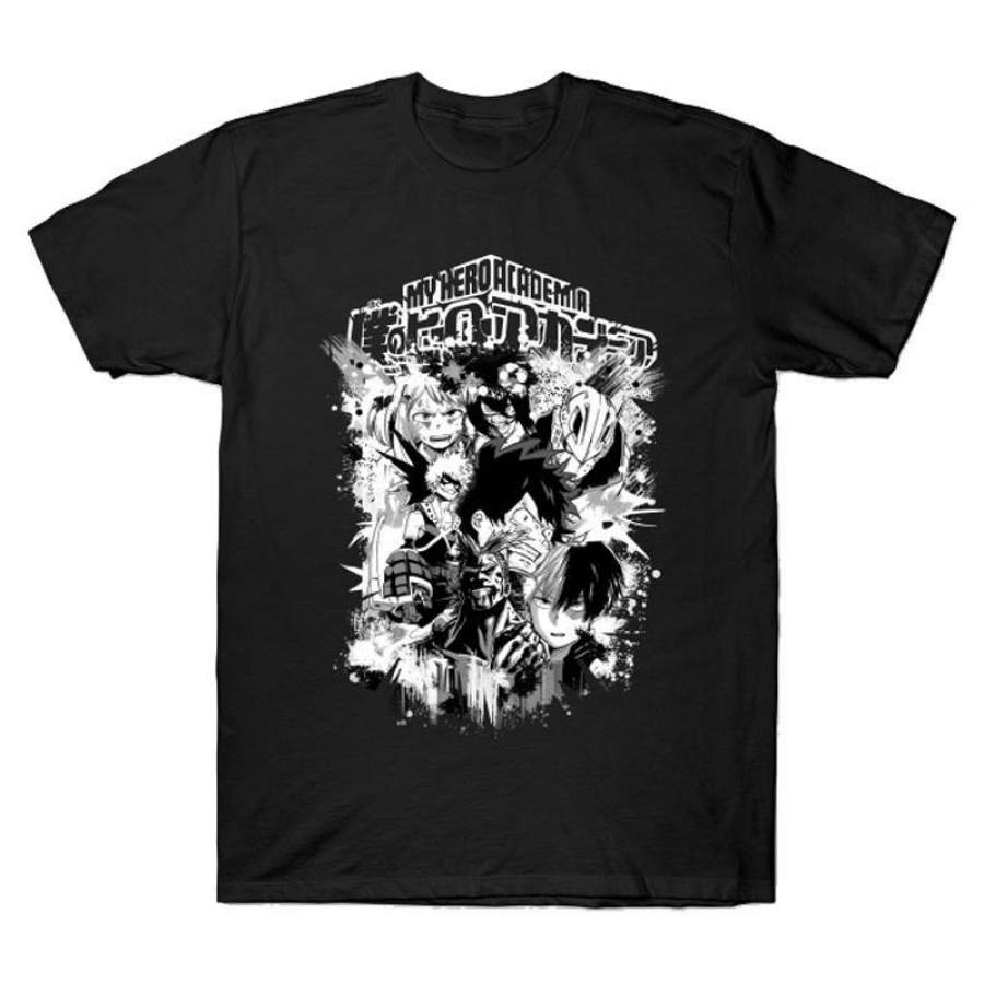 YPS Unisex Adults T-Shirt harajuku Vintage style T shirt my hero academia black and white Camisetas hombre Tshirt Men Clothing
