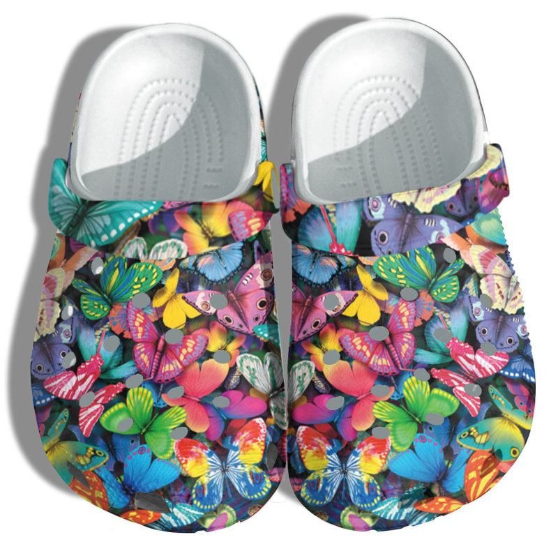 Butterflies Pattern Clogs Shoes Gifts For Birthday Thanksgiving