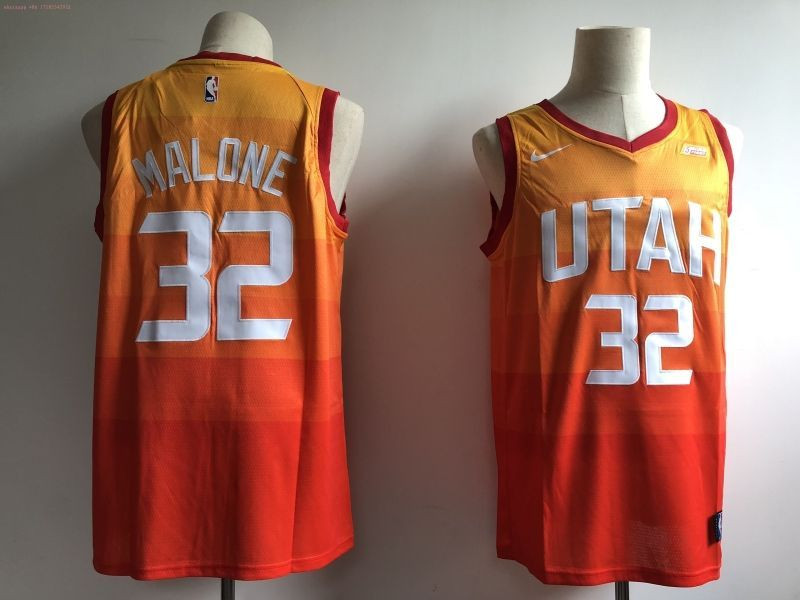 Utah Jazz Karl Malone #32 2020 NBA New Arrival Gradient Orange Jersey