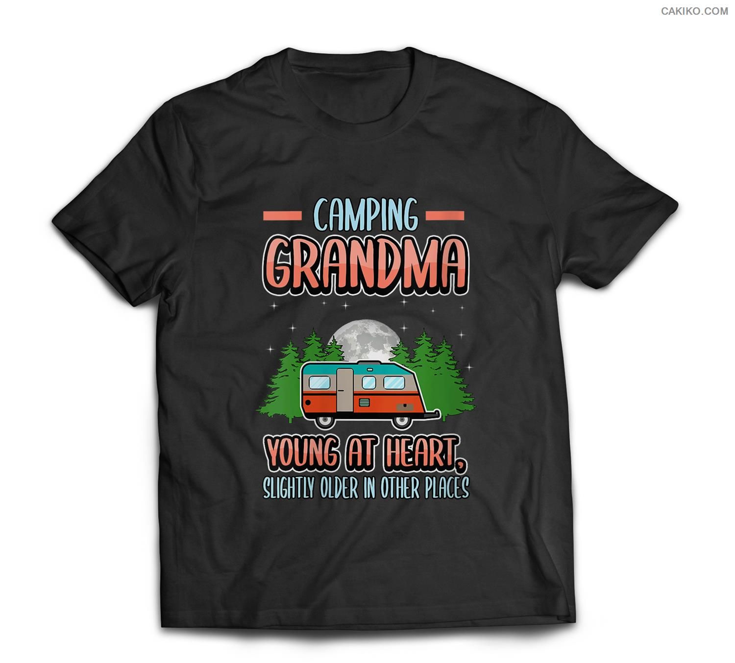 Womens Camping Grandma Young At Heart Camping Van T-Shirt