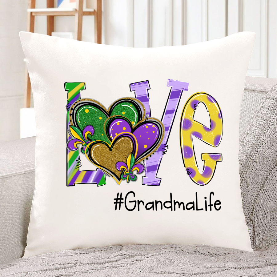 Mardi Gras Love Grandma Life Indoor Pillow