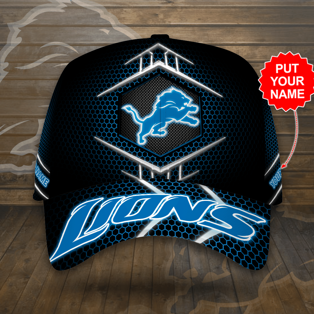 Personalized Detroit Lions Football Team All Over Print 3D Baseball Cap-Blue