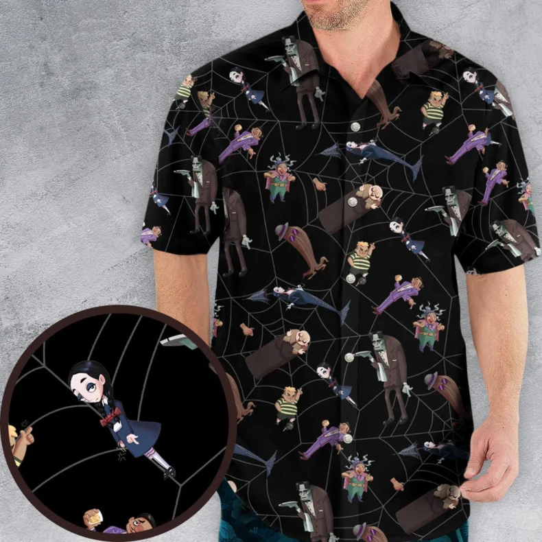 Groovie Addams Family Cartoon Characters Hawaiian Shirt