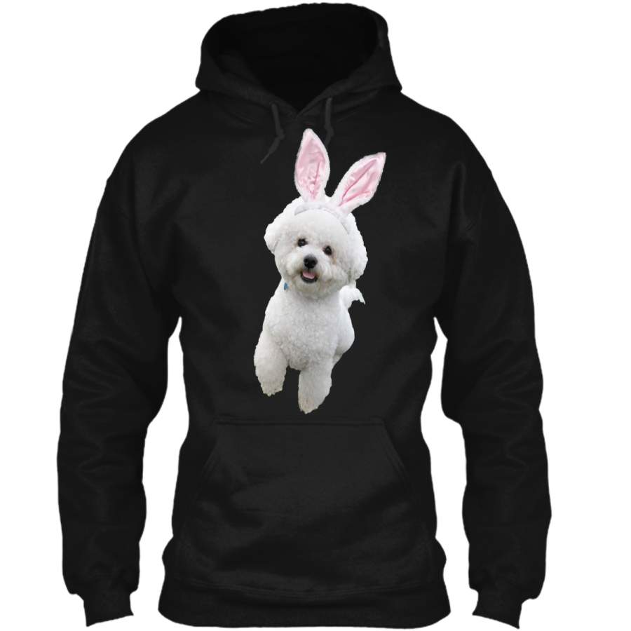 Bichon Frise Wearing Easter Bunny Ears Dog T-Shirt Pullover Hoodie 8 oz