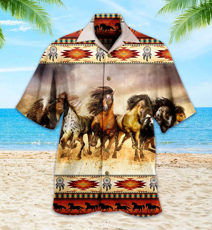 Horse Native American Brown Hawaii Shirt Ha6705