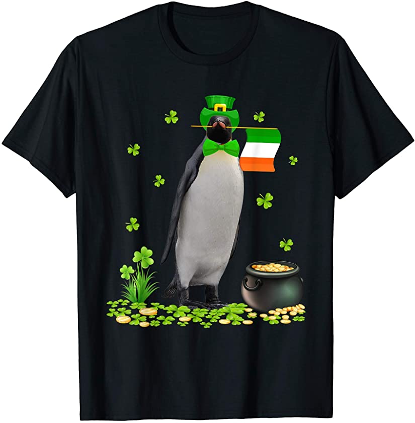 Penguins St Patricks Day Leprechaun Hat Irish Flag Ireland T-Shirt