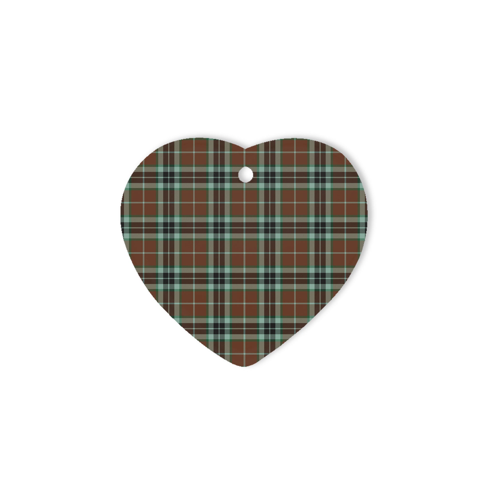 Thomson Hunting Modern Tartan Heart Ornaments, Christmas Tree Ornament, Plaid Christmas Ornaments, Ceramic Heart Christmas Tree Decoration