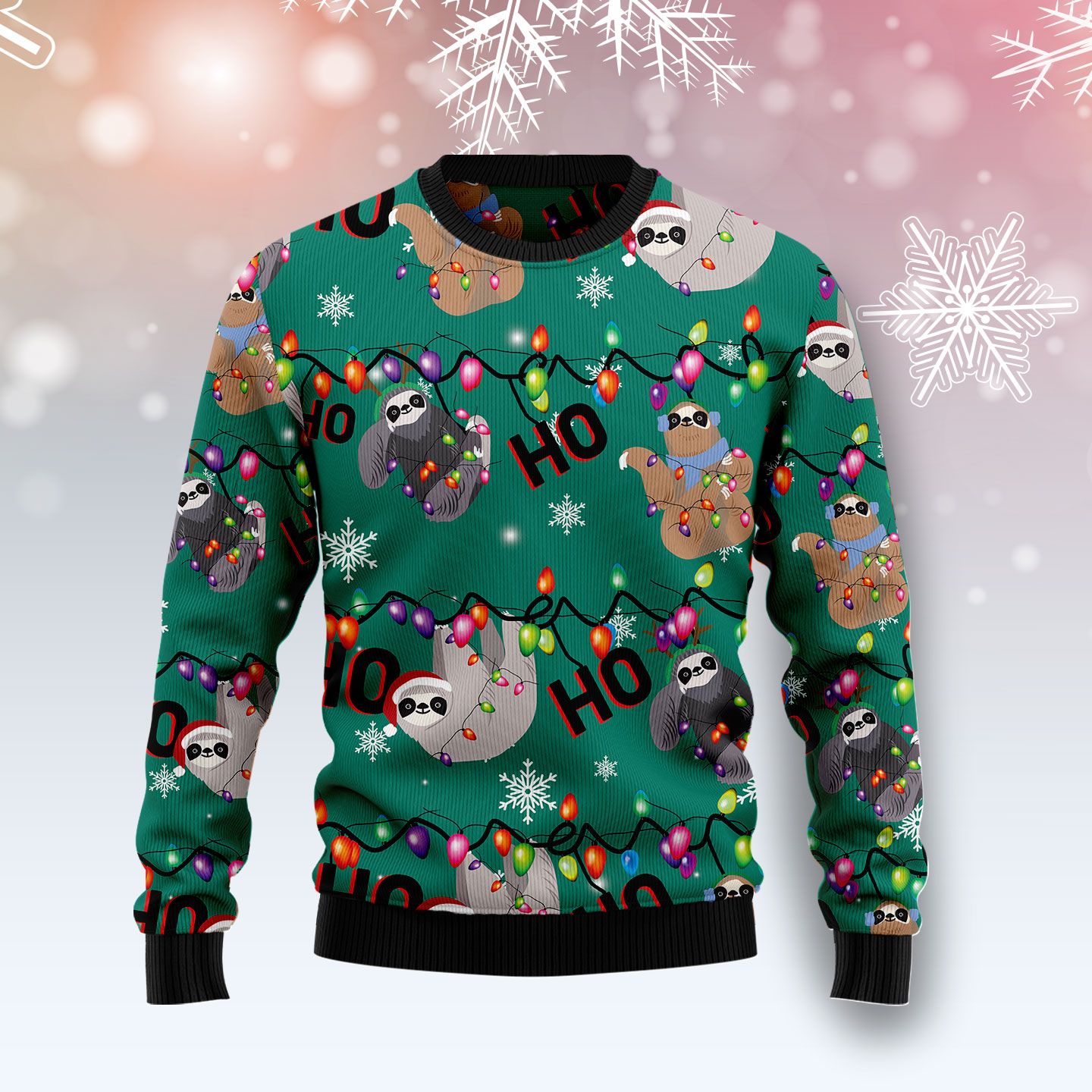 Sloth Hohoho Ugly Christmas Sweater | For Men & Women | Adult | Us4317