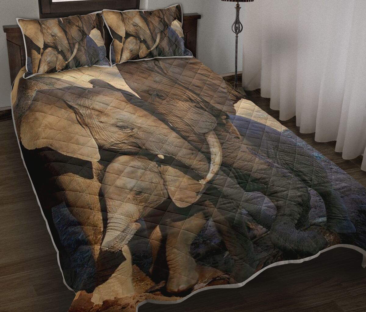 Elephant We Are Family Qbs Comfortable Quilt Bedding Set Bedroom Decoration Twin/Queen/King Size Bedding