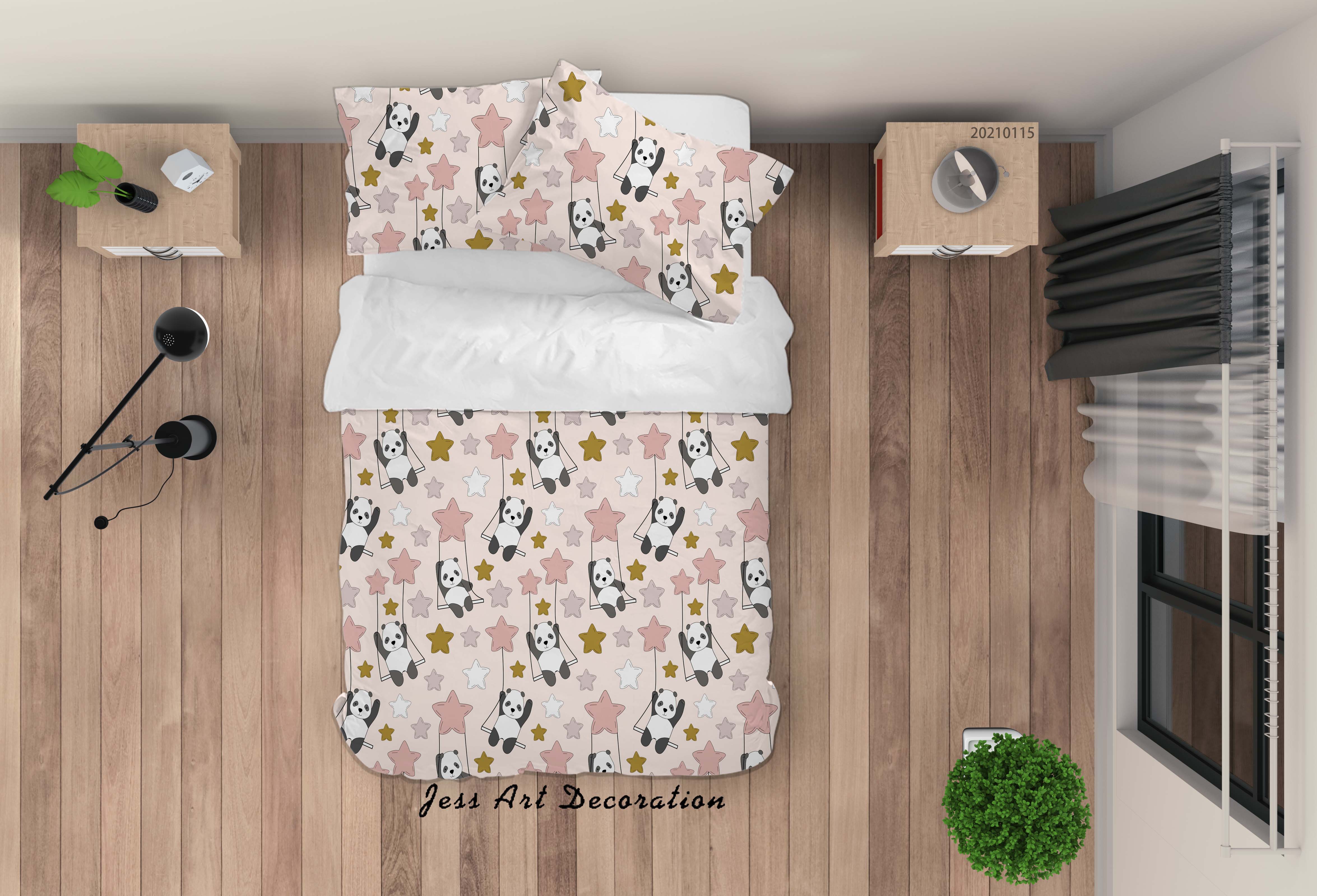 3D Cartoon Animal Panda Star Quilt Cover Set Bedding Set Duvet Cover Pillowcases 60