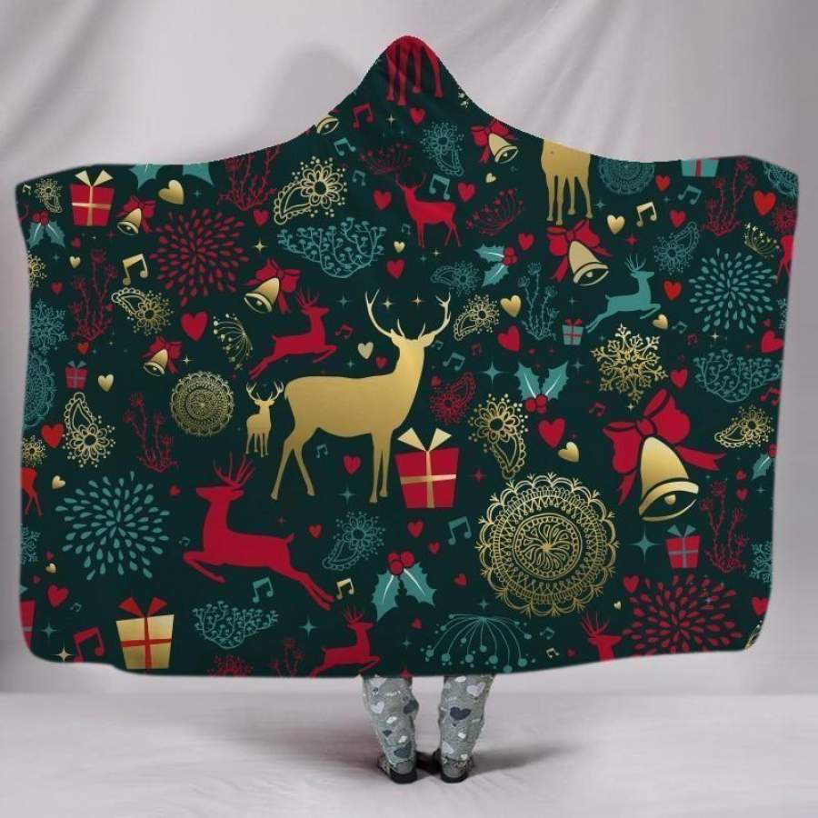 X-Mas Stylized Reindeer Hooded Blanket Christmas Decoration Ideas Christmas Gift Ideas