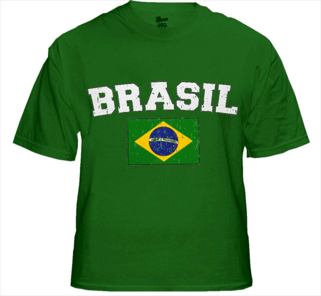 Brasil Vintage Flag International Mens T-Shirt