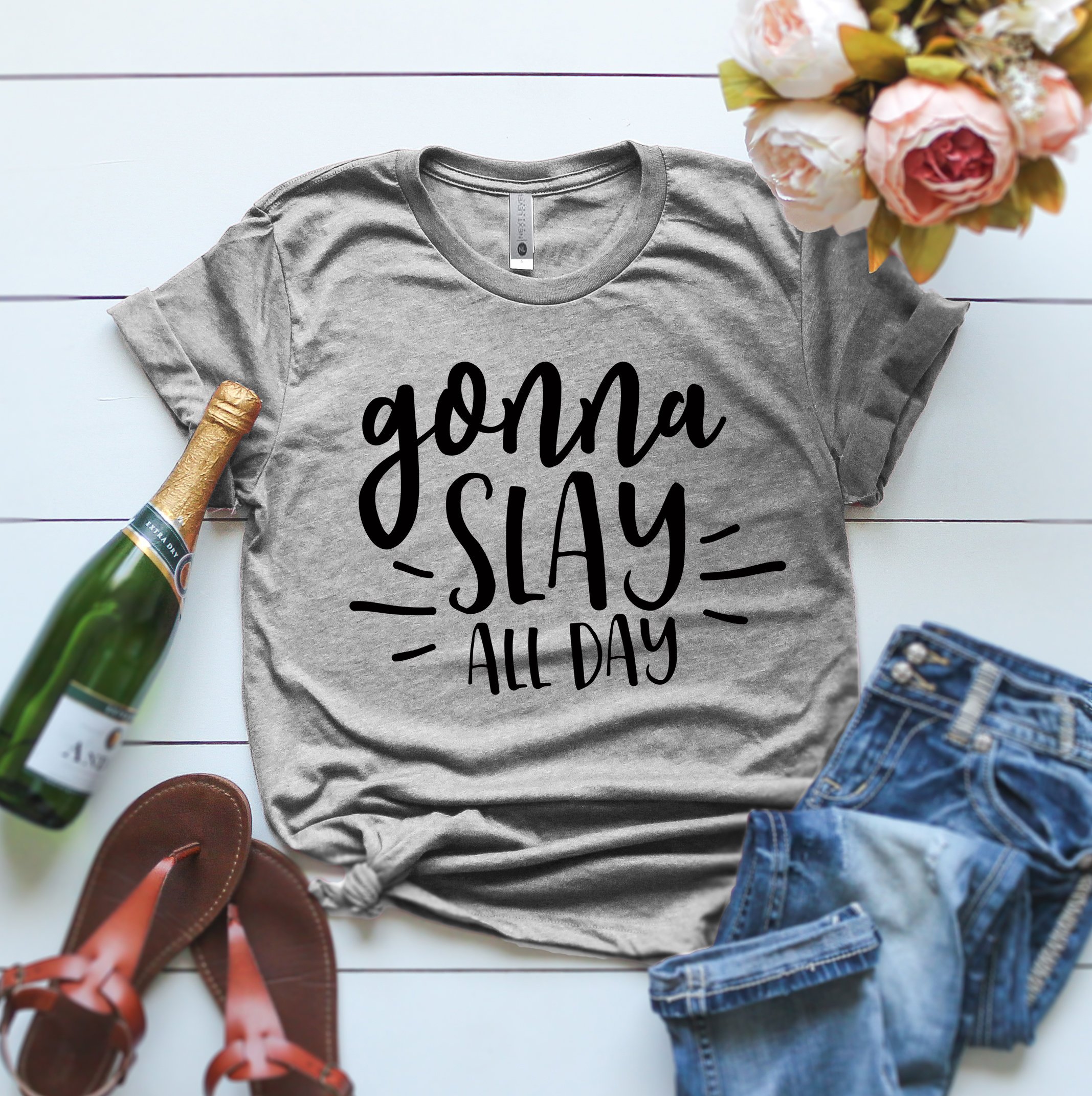 Slay All Day Shirt Mothers Day Gift Womens Cute Shirt Gift For Mom Gonna Slay All Day Gift For Her Fitness Shirt Ladies Slay T-Shirt