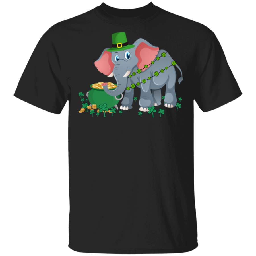 Leprechaun Elephant Funny Shamrock Elephant Lover Irish St Patrick’s Day Gifts T-Shirt