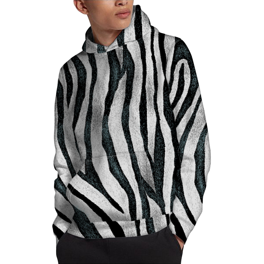 White Tiger Stripe Pattern Print Pullover Hoodie