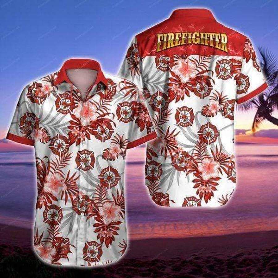 Hawaii Aloha Shirts Firefighter Tropical Hawaii Ha43926