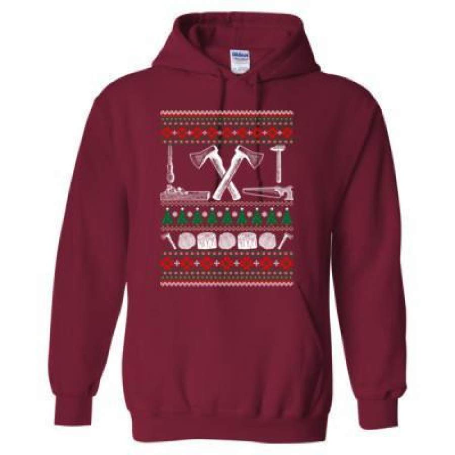 AGR Woodworker Ugly Christmas Sweater – Heavy Blend™ Hooded Sweatshirt