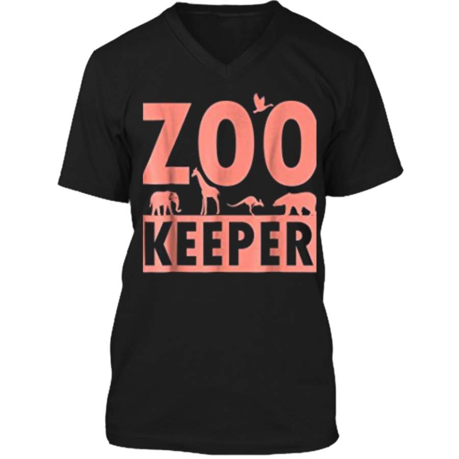 Zoo Keeper  for Zoo Workers Animal Lovers Staff Mens Printed V-Neck T