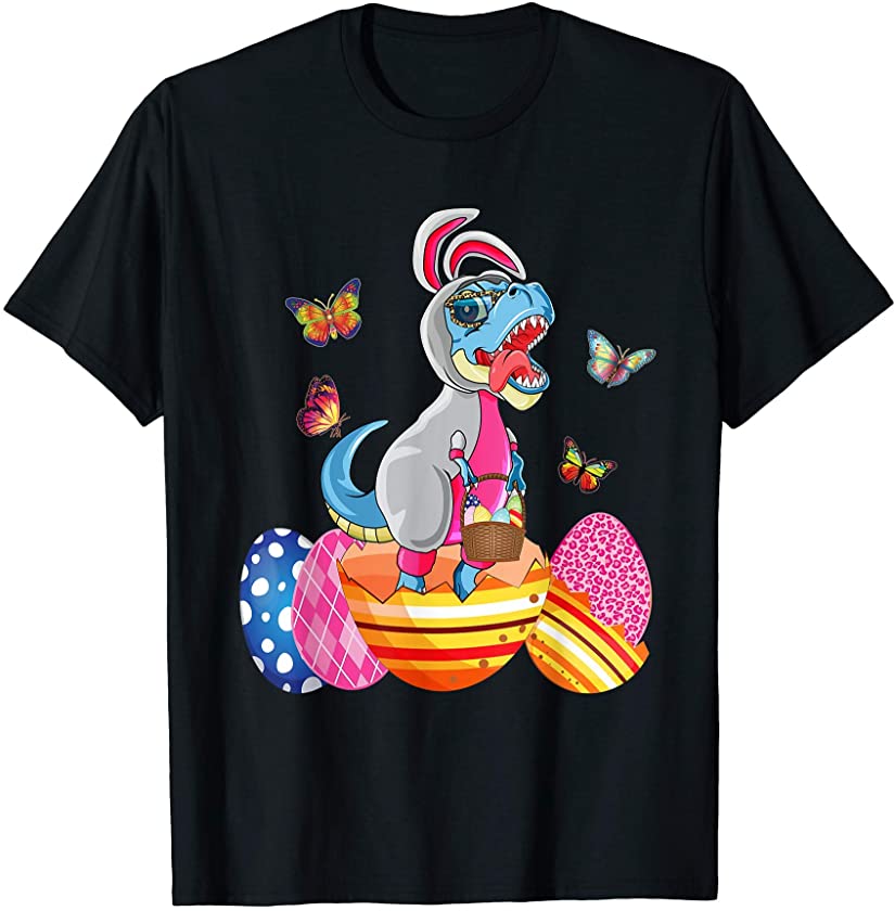 Dinosaur Bunny Easter Basket Egg Hunt T Rex Toddler Girl Kid T-Shirt