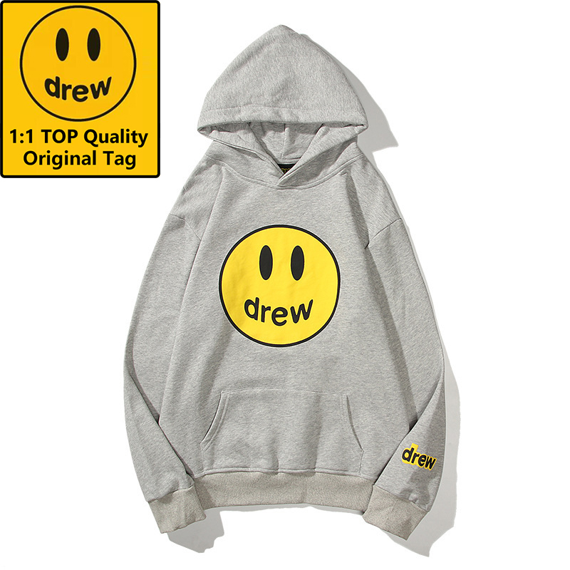 Unisex Drew House Hoodies Pure Cotton Mens Streetwear Justin Bieber Sweatshirts Smile Coat Over Size Clothing For Women With Hat alx