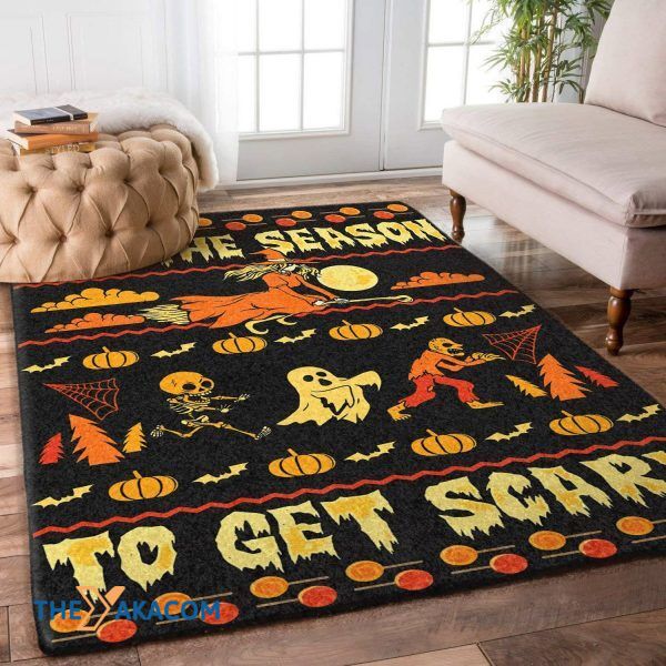 Funny Ghost The Season To Get Scary Happy Halloween Rectangle Area Rug Floor Decor