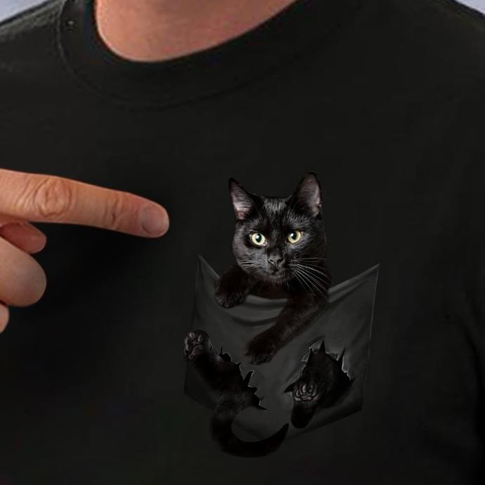 Cute Black Cat In Pocket Cat Lovers Standard Men T-shirt