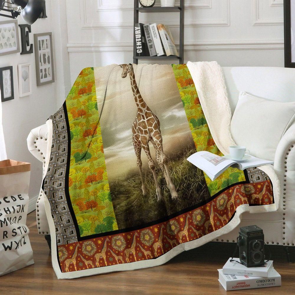 [Personalized Name] Giraffe 3D With Color Pattern  Fleece Blanket, Sherpa Blanket, Gift For Family Member, Friends Gift, Christmas Gift, Home Decor, Home Living