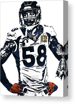 Von Miller Denver Broncos Pixel Art 2 Joe Hamilton Canvas Print