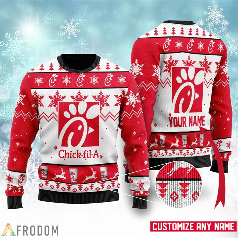 Chick-Fil-A Custom Name Christmas Ugly Sweater