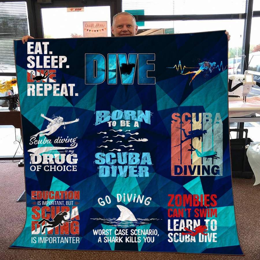 Wozoro Quilt Blanket Scuba Diving Born To Be A Scuba Diver Twin Queen King Size