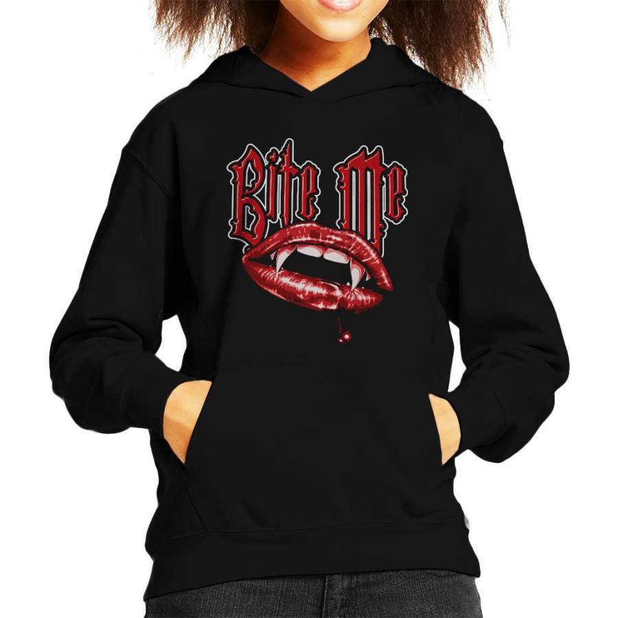 Bite Me Vampire Fangs Kid’s Hooded Sweatshirt