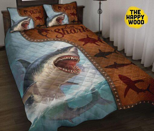 Shark Strong Leather Style Quilt Bed Set And Pillow Cover