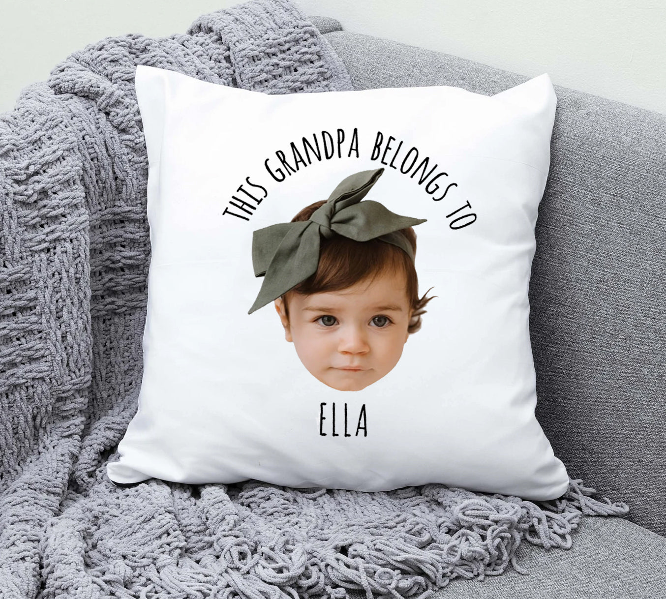 This Grandpa Belongs To Pillow, Custom Grandchild Pillow, Face Cut Out Pillow, Custom Gift For Grandfather, Baby Face Custom Pillow, Custom Grandpa Pillow