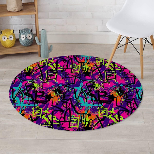 Graffiti Airbrush Print Round Rug