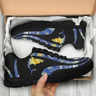 Shark Starry Night Style Sneakers Shoes